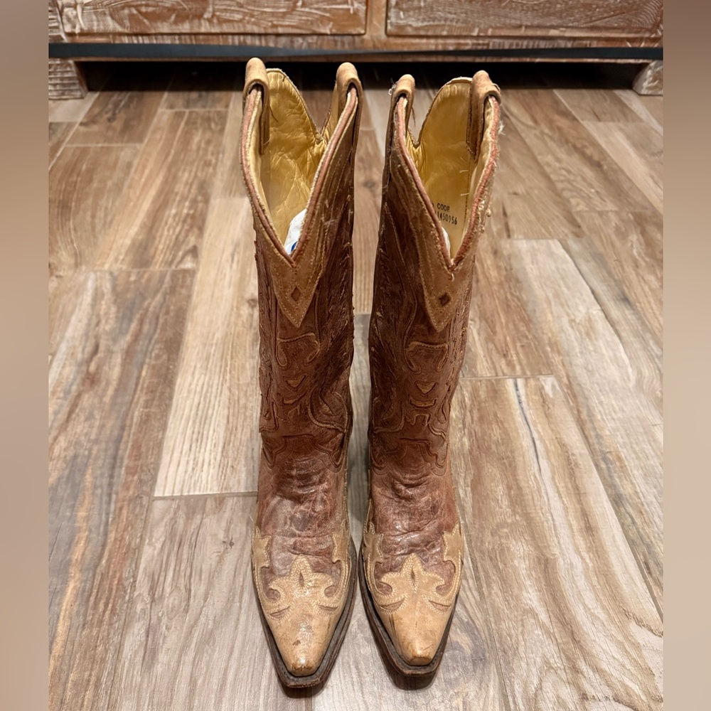 Corral Women's Brown Distressed Eagle Overlay Western Cowgirl Boots - Picture 6 of 8